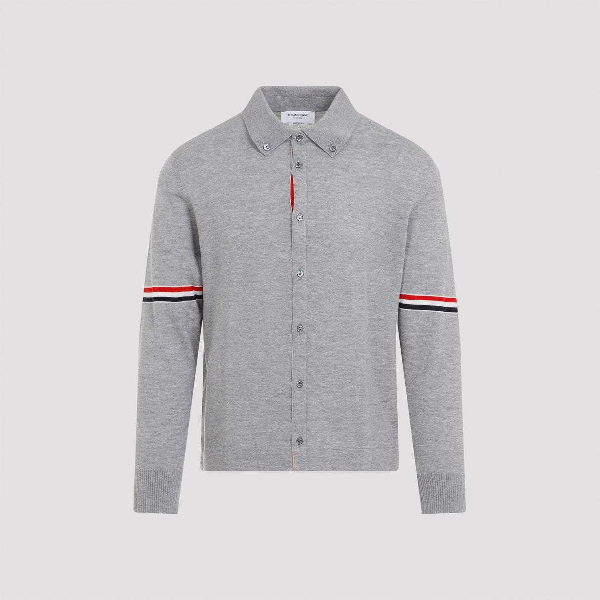 THOM BROWNE Elegant Grey Long Sleeve Wool Shirt