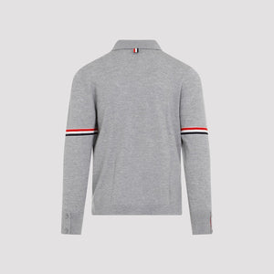 THOM BROWNE Elegant Grey Long Sleeve Wool Shirt