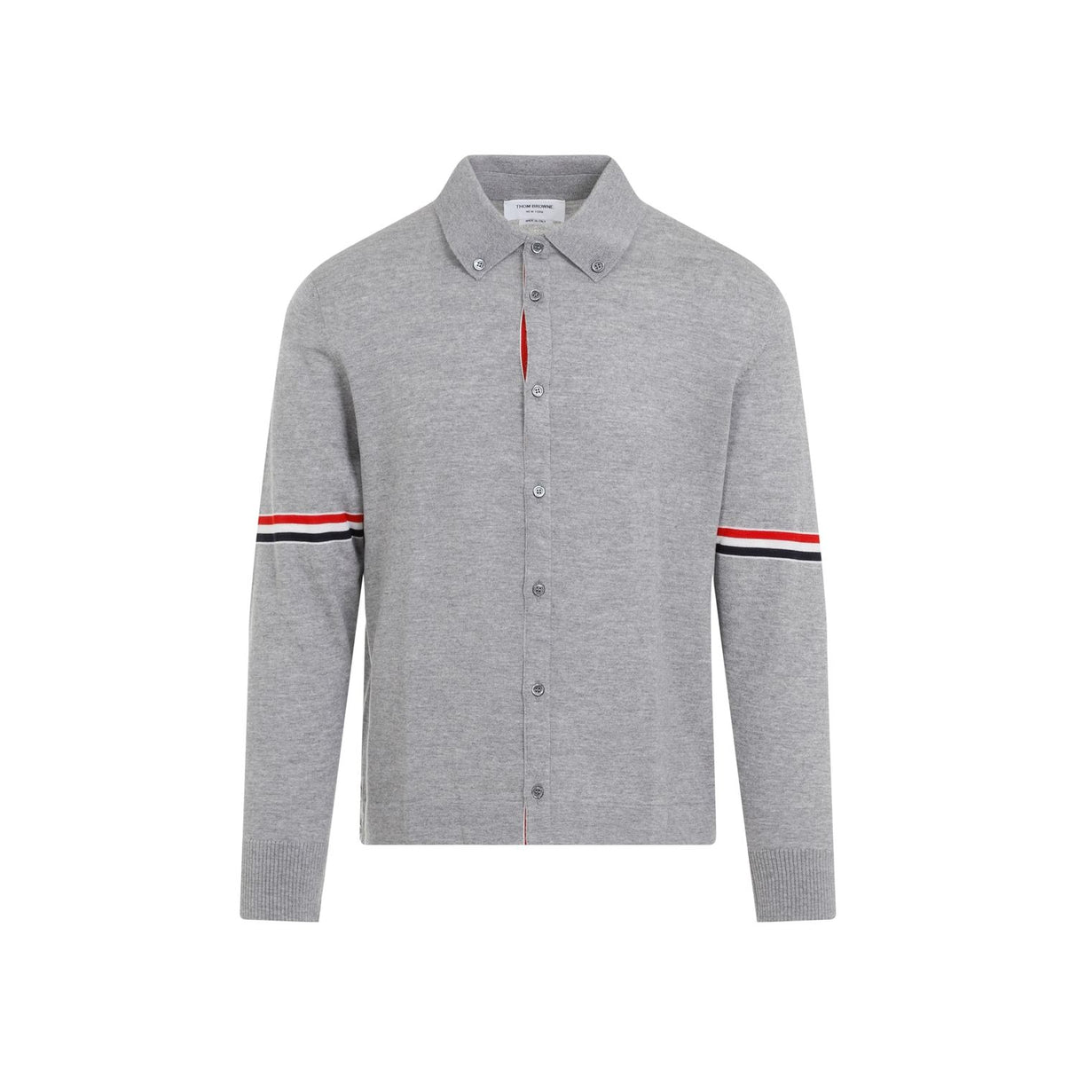 THOM BROWNE Elegant Grey Long Sleeve Wool Shirt