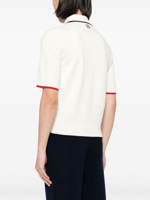 THOM BROWNE Elegant White Wool Zip-Up Polo