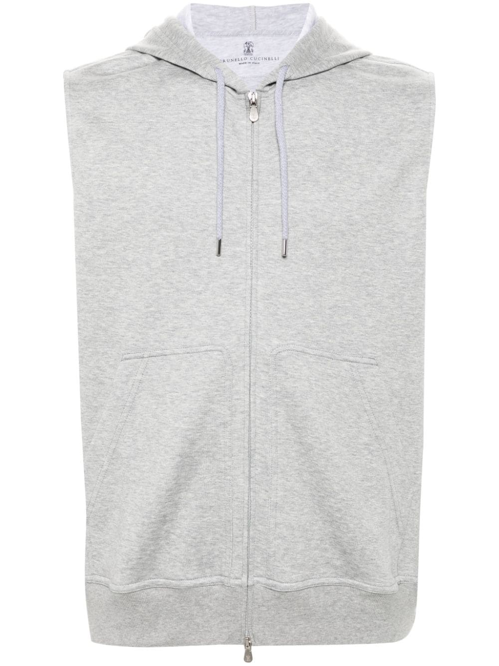 BRUNELLO CUCINELLI Men's Cotton Cashmere Blend Sleeveless Hoodie