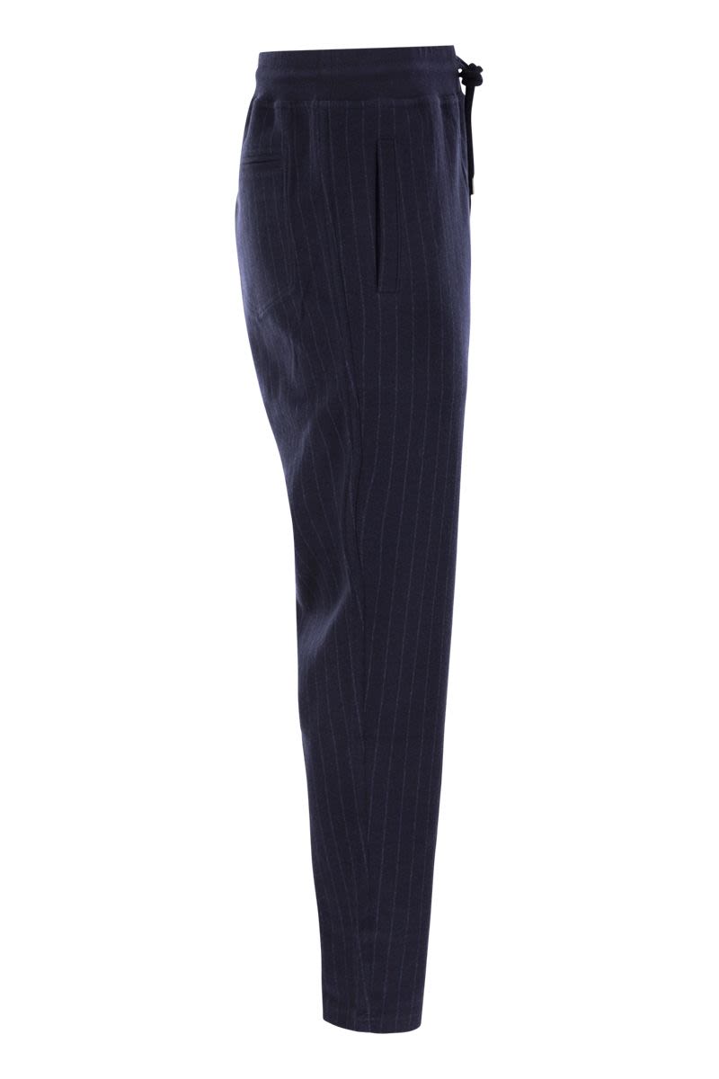 BRUNELLO CUCINELLI Luxury Double Pinstripe Drawstring Trousers