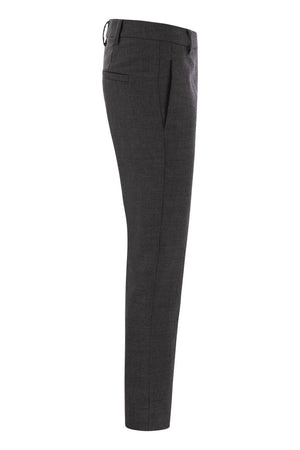 BRUNELLO CUCINELLI Elegant Stretch Wool Cigarette Trousers with Jewel Accent