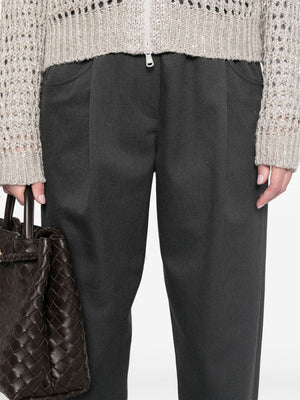 BRUNELLO CUCINELLI Elegant Charcoal Stretch Cotton Trousers