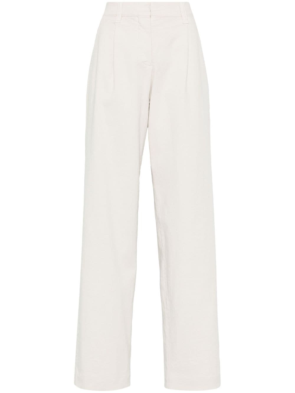 BRUNELLO CUCINELLI Women's Light Beige Stretch-Cotton Denim Trousers