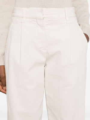 BRUNELLO CUCINELLI Women's Light Beige Stretch-Cotton Denim Trousers