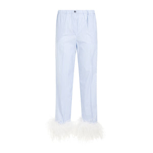 MIU MIU Women's Blue Cotton Pants - SS24 Collection