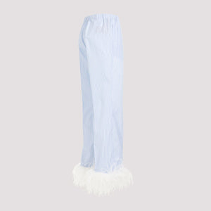 MIU MIU Women's Blue Cotton Pants - SS24 Collection