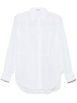 BRUNELLO CUCINELLI Elegant Silk Blend Stripe Shirt for Women