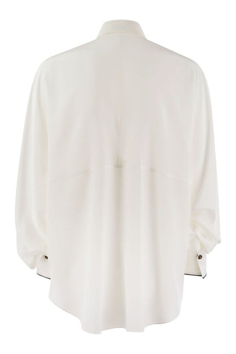 BRUNELLO CUCINELLI Elegant Silk Snap-Front Shirt with Pockets