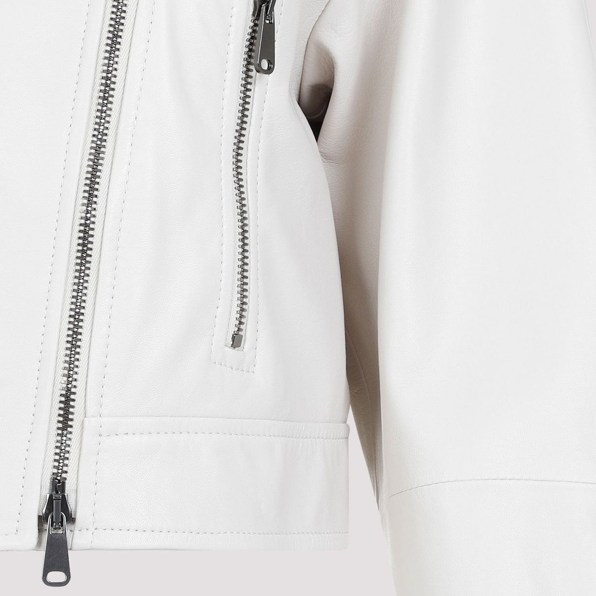 BRUNELLO CUCINELLI White Leather Jacket for Women - Spring/Summer 2024 Collection