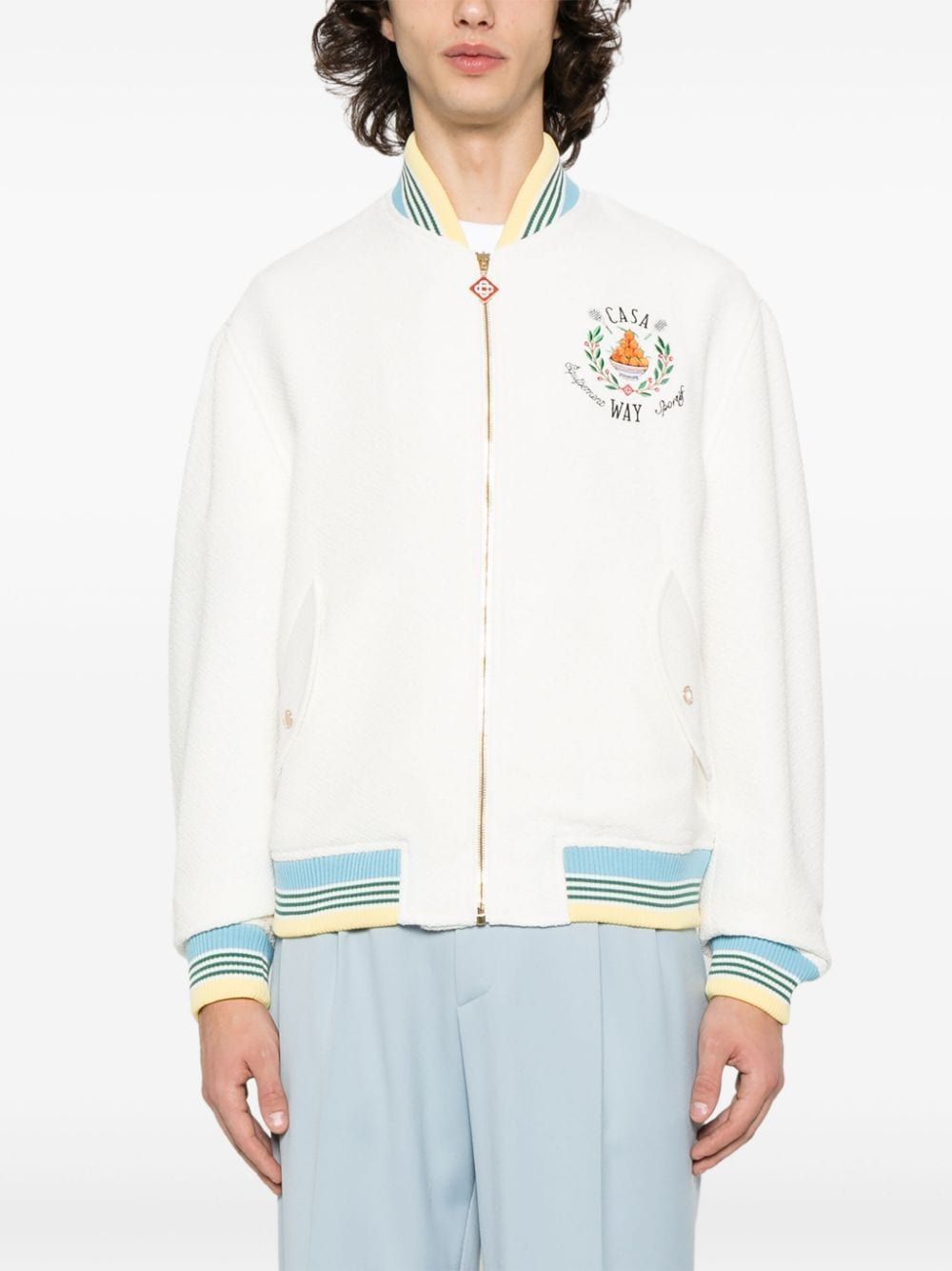 CASABLANCA Elegant White Bomber Jacket