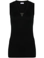 BRUNELLO CUCINELLI Elegant Black V-Neck Sleeveless Ribbed Top