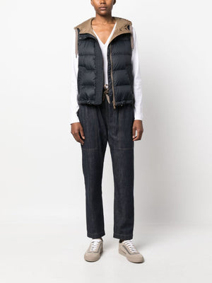 BRUNELLO CUCINELLI Navy Padded Hooded Vest for Women for SS24