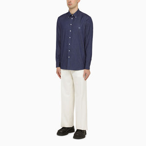 ETRO Blue Denim Shirt with Classic Logo Embroidery for Men