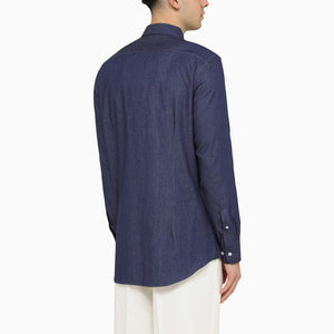 ETRO Blue Denim Shirt with Classic Logo Embroidery for Men