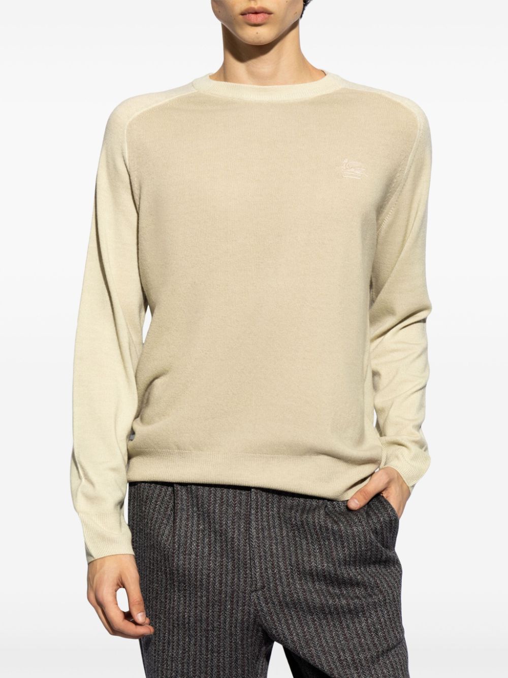 ETRO Men's Signature Pegasus Motif Wool Knit Sweater