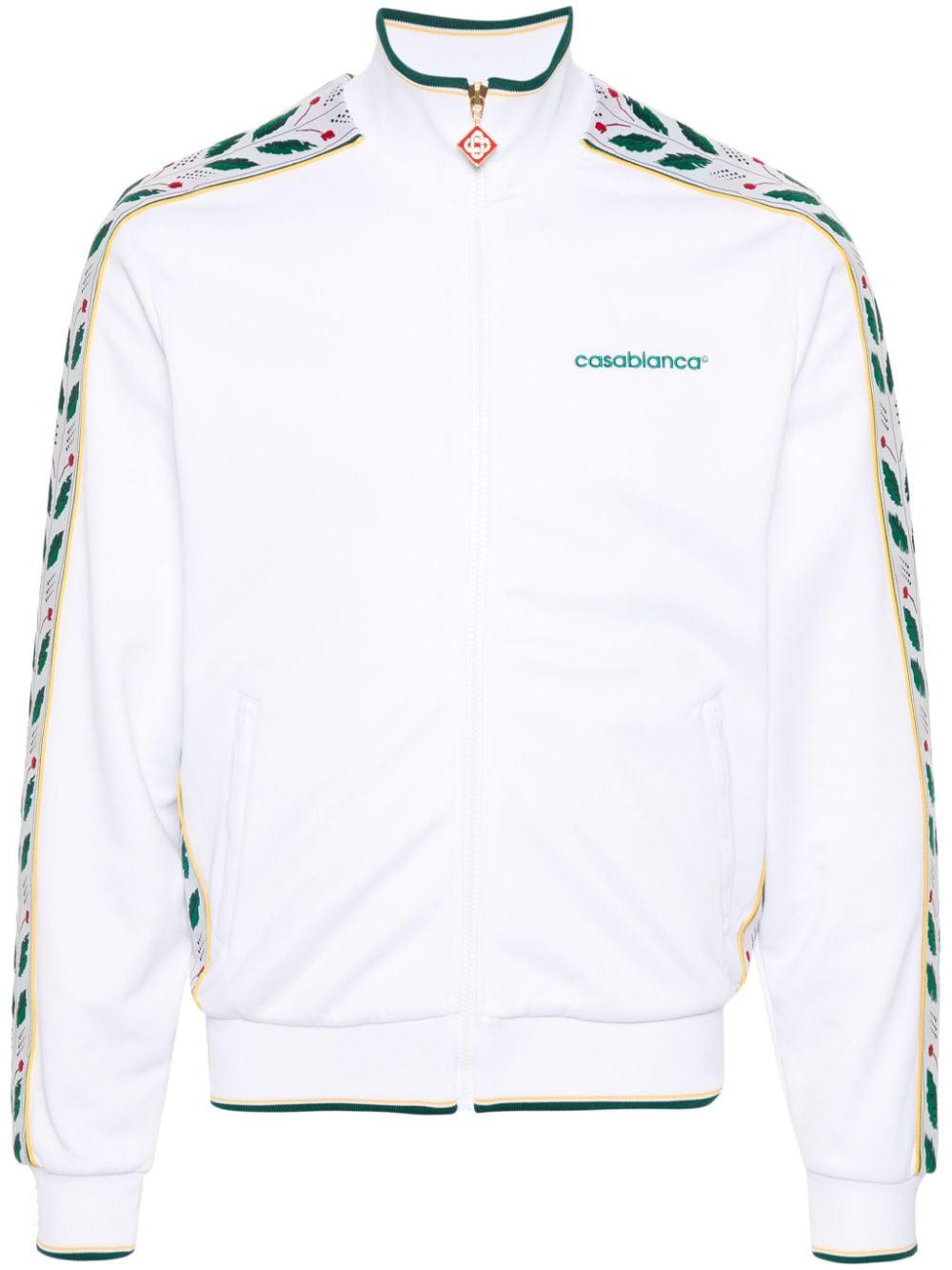 CASABLANCA Men's White Seasonal Laurel Track Top for Spring/Summer 2024