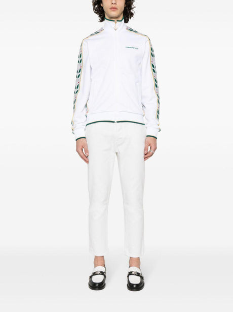 CASABLANCA Men's White Seasonal Laurel Track Top for Spring/Summer 2024