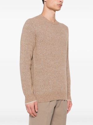 BRUNELLO CUCINELLI Luxurious Camel Wool Crewneck Sweater for Men