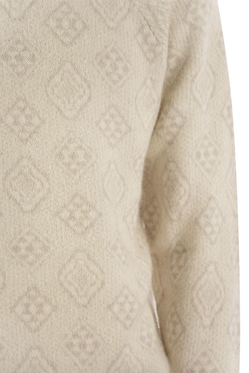 BRUNELLO CUCINELLI Luxury Geometric Jacquard Turtleneck Sweater