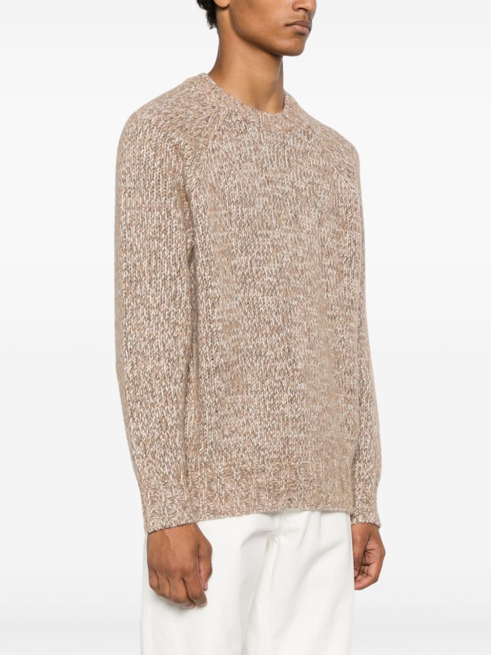 BRUNELLO CUCINELLI Luxurious Almond Beige Wool-Blend Crewneck Sweater