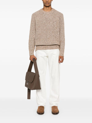 BRUNELLO CUCINELLI Luxurious Almond Beige Wool-Blend Crewneck Sweater