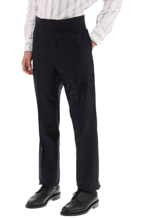 THOM BROWNE Tailored Blue Wool Trousers with Tricolor Detail