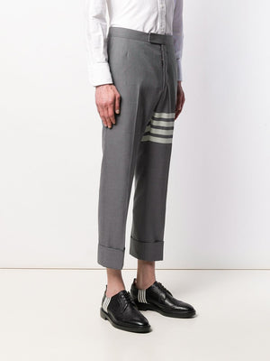 THOM BROWNE Men's Gray 4-Bar Wool Trousers for FW23 Season