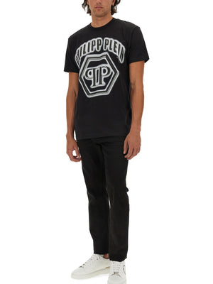 PHILIPP PLEIN Logo Print T-Shirt - Regular Fit - Size L