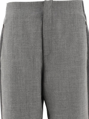 THOM BROWNE Luxury Wool Joggers - Classic Gray