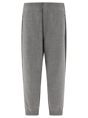 THOM BROWNE Luxury Wool Joggers - Classic Gray