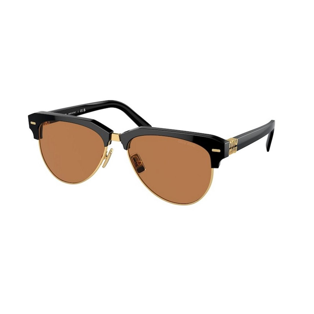 MIU MIU Chic Black Acetate Sunglasses with Brown Lenses