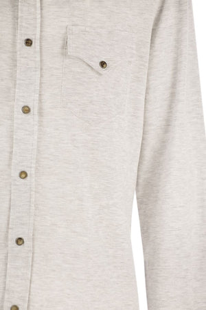 BRUNELLO CUCINELLI Western-Inspired Linen and Cotton Blend Leisure Fit Shirt