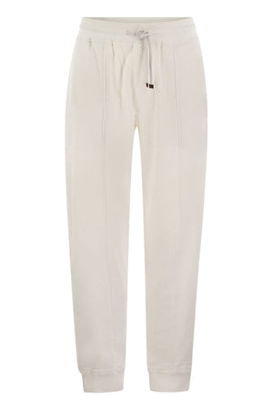 BRUNELLO CUCINELLI Elegant Cotton Fleece Pants with Crease Detail and Elastic Hem