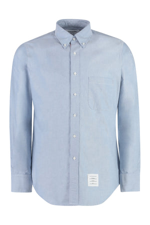 THOM BROWNE Men's Light Blue Cotton Shirt with Tricolor Details