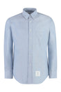 THOM BROWNE Men's Light Blue Cotton Shirt with Tricolor Details