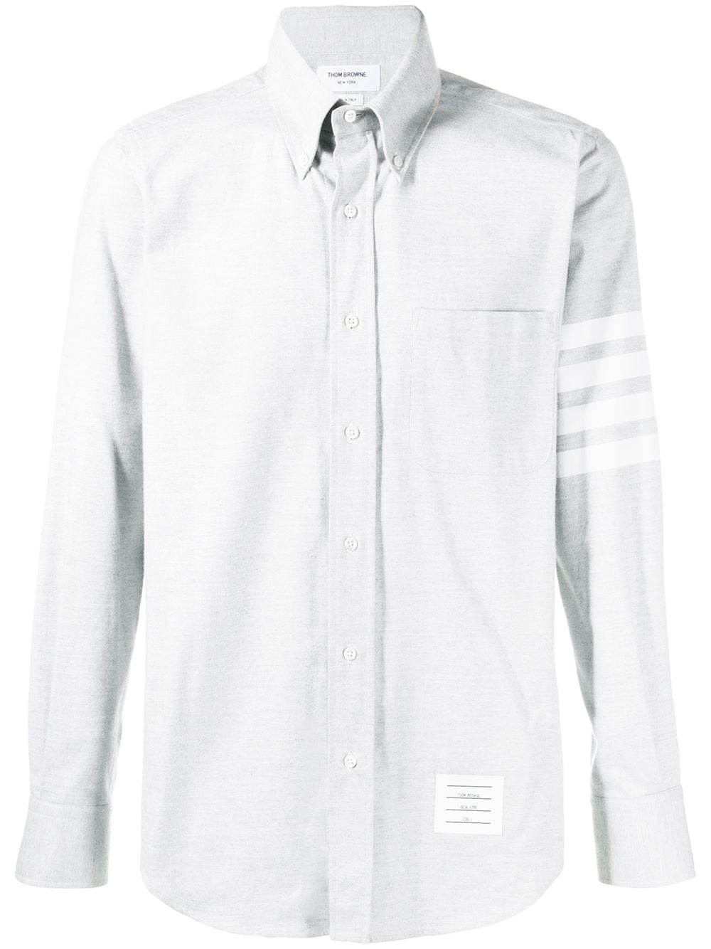 THOM BROWNE Elegant Grey Cotton Shirt with Signature Stripes