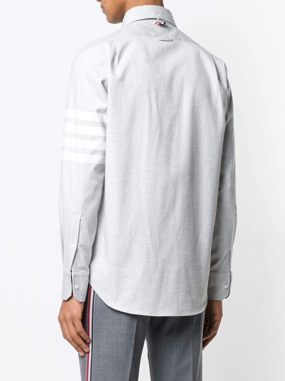 THOM BROWNE Elegant Grey Cotton Shirt with Signature Stripes