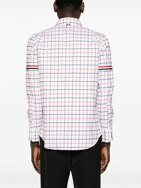 THOM BROWNE Multicolor Straight Fit Cotton Shirt with Signature Stripe Armband