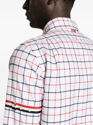 THOM BROWNE Multicolor Straight Fit Cotton Shirt with Signature Stripe Armband