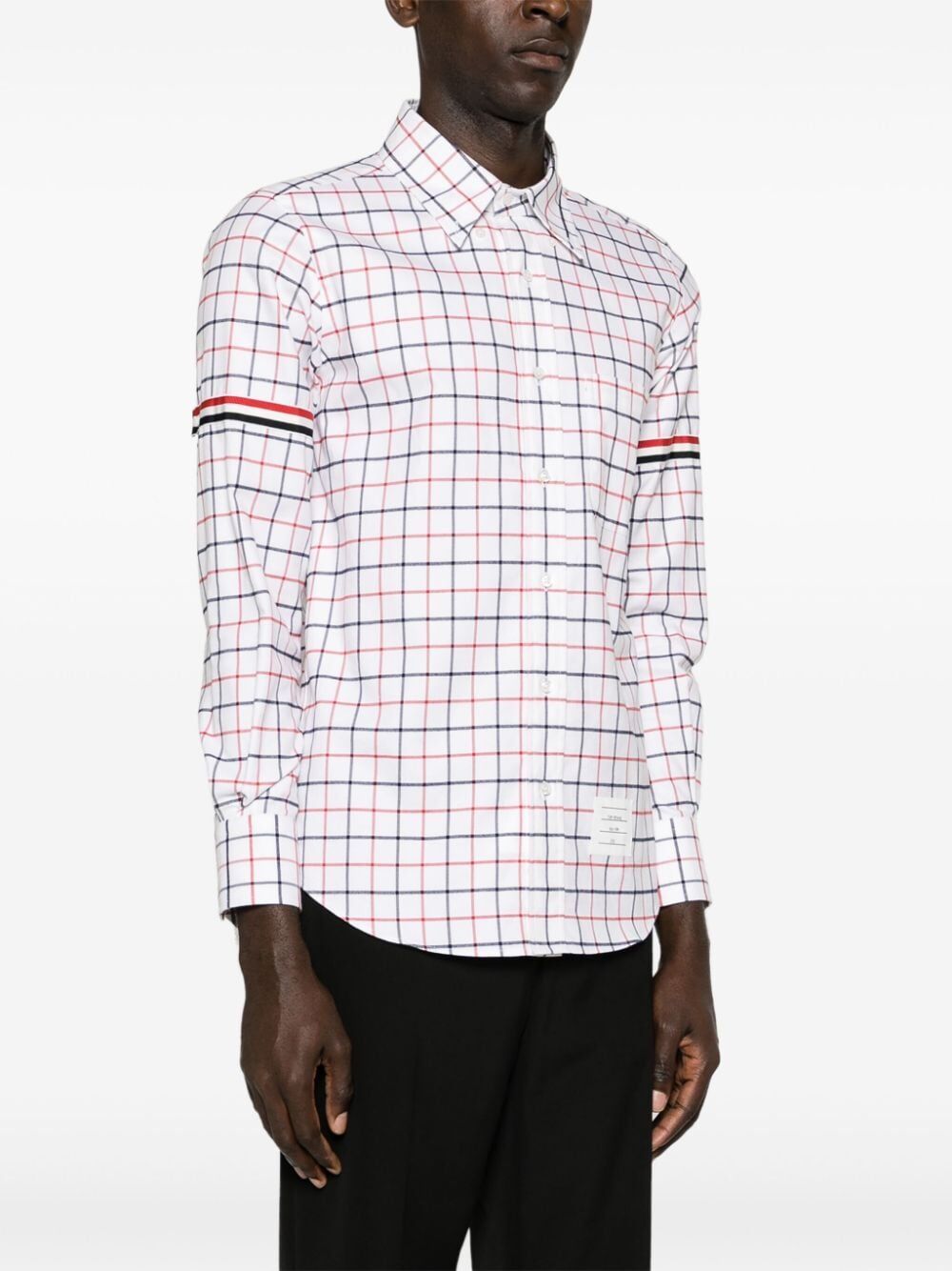 THOM BROWNE Multicolor Straight Fit Cotton Shirt with Signature Stripe Armband