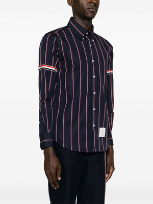 THOM BROWNE Classic Cotton Striped Shirt with Tricolor Detailing