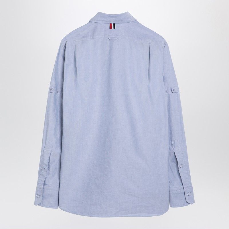 THOM BROWNE Men's Light Blue Cotton Button-Down Shirt for FW24