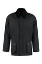 BARBOUR Men's Black Cotton Jacket with Corduroy Collar and Contrast Lining