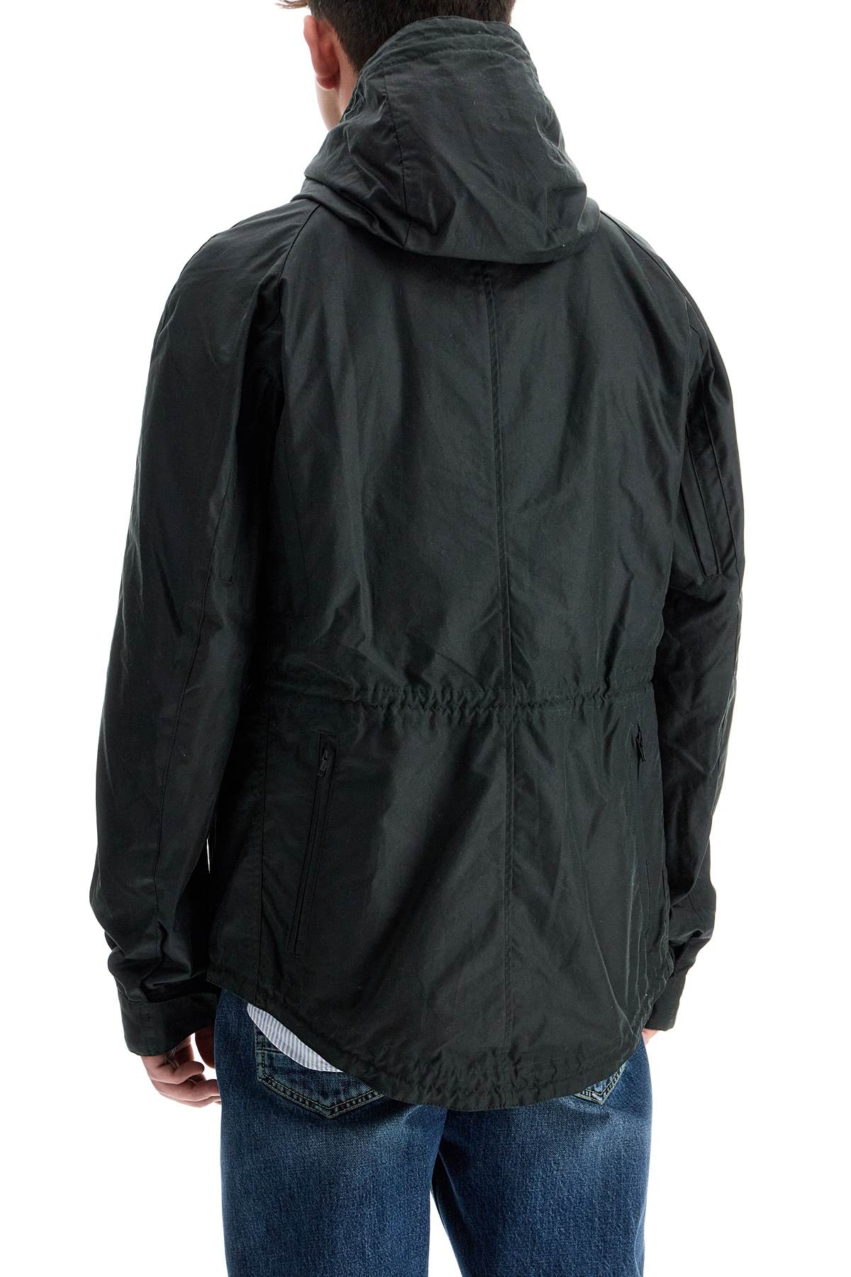 BARBOUR Men's Waxed Finish Raincoat with Hooded Design