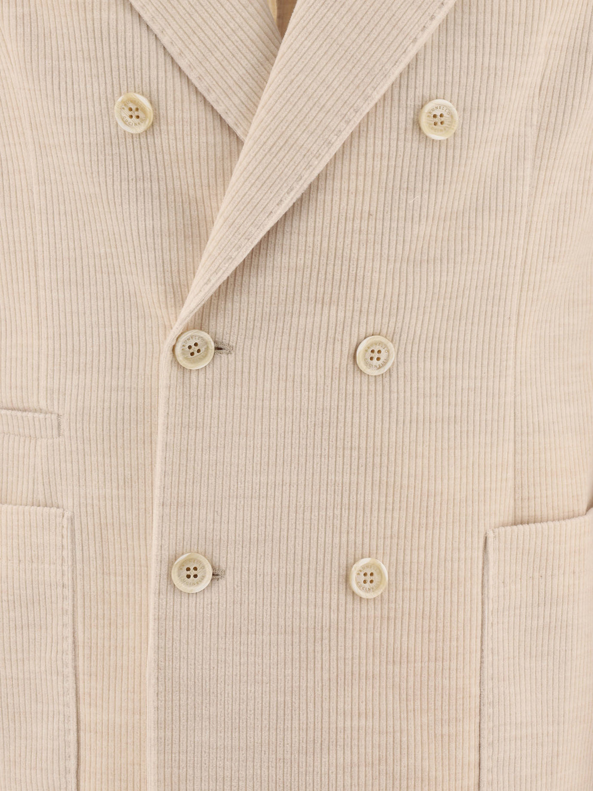 BRUNELLO CUCINELLI Luxury Beige Corduroy Double-Breasted Blazer