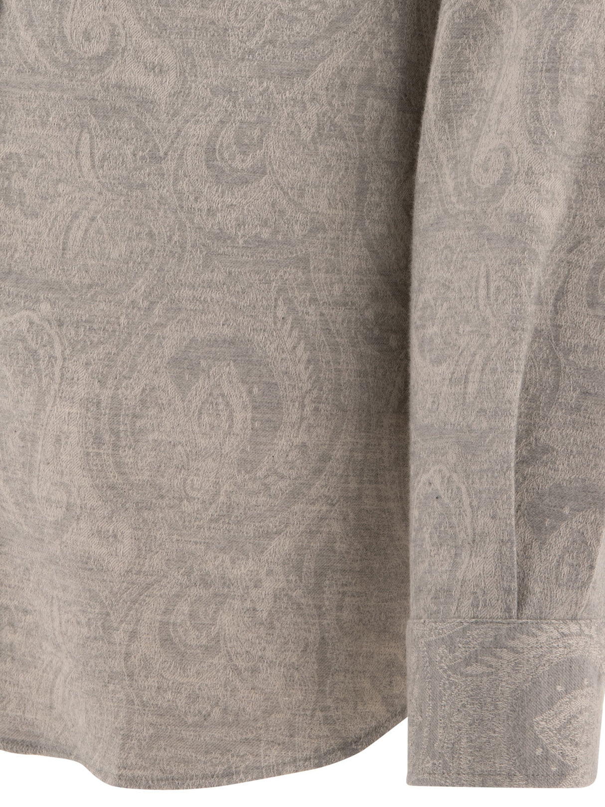 BRUNELLO CUCINELLI Paisley Jacquard Flannel Shirt in Grey