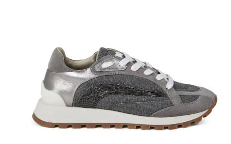 BRUNELLO CUCINELLI Chic Medium Grey Sneakers with Monili Chain Detailing