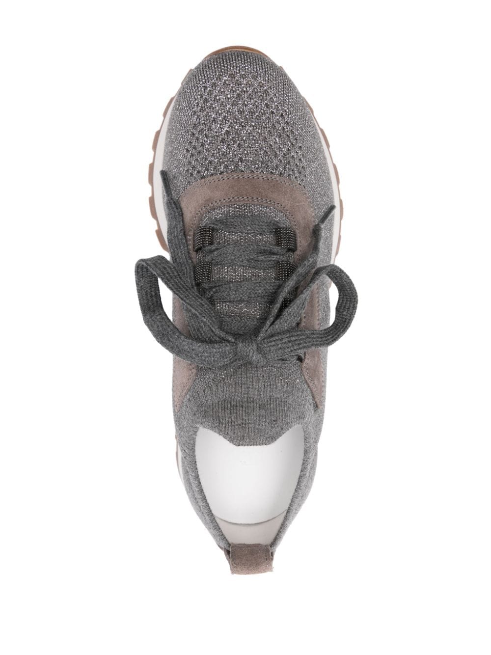 BRUNELLO CUCINELLI Metallic Grey Almond-Toe Sneakers